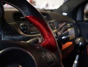 FIAT 500 Steering Wheel Trim - Lateral Side Trim Set - Carbon Fiber - Red Candy